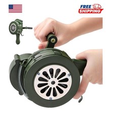 110dB Hand Crank Air Raid Siren Medium Green Aluminium Alloy Folding Handle picture