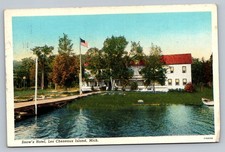 1938 Snow's Hotel Les Cheneaux Island Michigan MI Vintage Postcard picture
