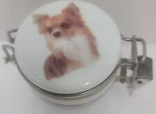 Vintage Renaissance   Bowwowmeow  Long-Haired Chihuahua Clamp Jar Canister picture