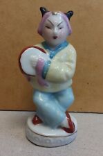 OCCUPIED JAPAN Asian GIRL WITH TAMBOURINE Porcelain Statue Figurine Post-WWII picture