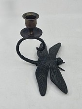 SPI Home Figural Dragonfly Candle Holder Antiqued Solid Brass Green Patina 5