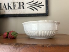 ATQ Chunky White Ironstone Scalloped Rim Bowl Ott & Brewer 6.5