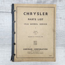 Vintage Chrysler Parts List 1940 Model Series New Yorker Windsor Imperial Manual picture
