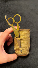 Vintage Original Sewing Thread Spool w/ Small Metal Scissors Darning Tool picture