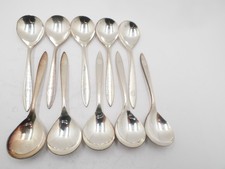 10 VTG Pan Am Airlines Exclusive Globe Logo I.S. CO. Silver Plated Soup Spoons picture