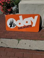 c.1970s Original Vintage O-Day Sailboats Sign Metal Gold Fleet Gas Oil Marine  picture