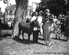 Eleanor Roosevelt Feeding the Democratic Donkey - 1937 - Historic Photo Print picture