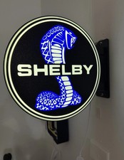 SHELBY Cobra Round LED Lighted Wall Sign w/ Mounting Bracket, Black/Blue/White picture