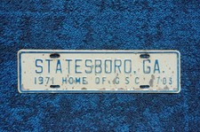 1971 STATESBORO Georgia License Plate Topper City Town Tag picture
