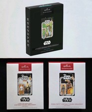 3 NEW Hallmark LUKE, GREEDO BOBA FETT Vintage Star Wars Figure Keepsake Ornament picture