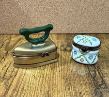 Two Vintage Limoges France Trinket Box Porcelain Hand Painted Peint Main picture