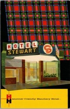 c1950s SAN FRANCISCO California Postcard HOTEL STEWART Tartan / Artist's View picture