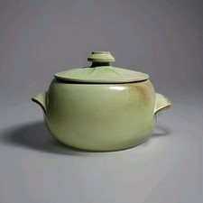  Prairie Green Frankoma 2 piece Baker Bean Pot 4V 2 qt Wagon Wheel Lid picture