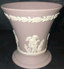 Wedgwood Lilac Jasperware Four Seasons Cupids Cherubs Goblet Vase Pot  picture