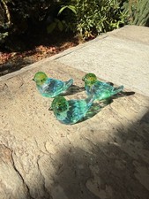 Lot Of Three Blue Green ITTY BITTY BIRDIE bird CRYSTAL EXPRESSIONS FIGURINE GANZ picture