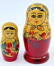 VTG USSR 2 Piece Russian Hand Painted Nesting Dolls Figures Home Decor  picture