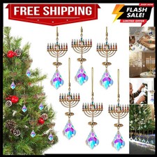 Durable 6 PCS Hanging Crystal Hanukkah Menorah Ornaments - Vibrant & Elegant picture