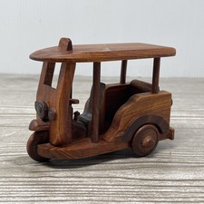 Tuk Tuk Taxi Thailand Handmade Wood Rickshaw Vehicle Wood Thai Souvenir picture