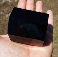 Big Black OBSIDIAN Octagon Scrying Mirror Tarot Crystal Volcanic Glass Mexico picture
