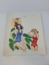 Vintage Original Swimsuit Illustration Ink Advertising Art Montgomery Wards RARE picture