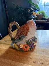 Vintage 1993 Fitz & Floyd Omnibus Mallard Duck Pitcher 1 3/4 Qt Harvest Cutie picture