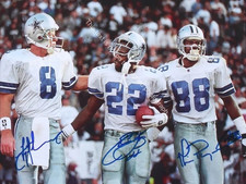 Troy Aikman Emmitt Smith Michael Irvin Cowboys Signed Autograph 5x7 Photo HD037 picture
