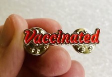 (3 Pack) I’m Vaccinated Red Script Font Enamel Lapel Jacket Hat Pin LOT picture