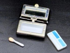 PHB Porcelain Hinged Trinket Box Eyeshadow Compact w/ Mini Applicator & Mirror picture