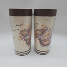 Vintage 70's Thermo-Serv Ring Necked Pheasant Tumblers Made In The USA picture