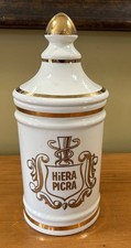 Vintage MCM Pharmacy HiERA PICRA Apothecary Ceramic Canister Jar Owens, Illinois picture