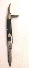 ​Vintage Schrade Cut Co Walden NY 3-Blade Pocket Knife Shield Black Handle AS IS picture