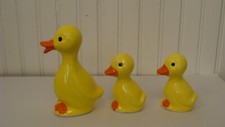 RARE 1980 ENESCO Designed Giftware Mother Duck With 2 Ducklings Figurines picture