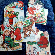 1950s UNUSED  MINT CHILDS CHRISTMAS CARDS  MECHANICAL STAND- UPS picture