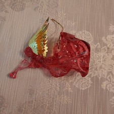 Lovely Vintage Lucite Pink Angel Christmas Ornament Gold Brass Wings Taiwan picture