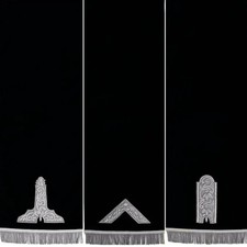 Officers Blue Lodge Pedestal Cover - Silver Bullion Threads Set Of Three picture