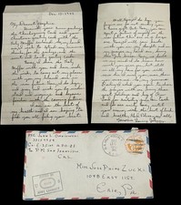 1943 WWII Soldier Love Letter APO 25 35th Infantry Christmas Prayer Romance picture