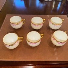 Antique A&K Limoges 6 Tea Cups  White Floral 1892-1907~France picture
