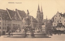 Postcard Nuremberg (90403), Main Market with Fountain, Topographic Postcard picture