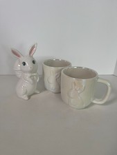 NEW TARGET SPRITZ Easter 2025 set of 2 Iridescent Pearl Bunny mugs & 1 figurine picture