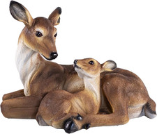 14.9 Inch Mother and Fawn Deer Statue & Deer Decoy - Outdoor Garden Lawn Decorat picture