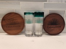 Casamigos Tequila 2x Wooden Coasters & 2x Shot Glasses picture