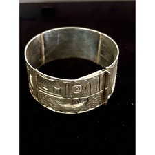 Vintage Sterling Silver Panel Bracelet – Cowboy Desert Scene – 38.4g, 6.5” picture