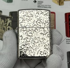Silver Floral Scroll Flip Top Lighter Elegant Ornate Zippo Lighter In A New Box picture
