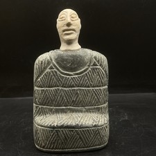 Ancient Bactrain Kingdom Chlorite Margiana Seated Stone Idol In Good Condition picture