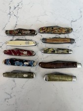 Lot of 10 Vintage 1930’s-1950’s, Two Blade, Celluloid Folding Pocket Knives. picture
