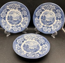 VTG ROYAL WARWICK LOCKS OF SCOTLAND BLUE Saucer PLATES ENGLAND picture