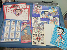 BETTY BOOB LOT OF WRAPPING PAPER, STICKERS, STAMPS, GIFT CARD & CAR AIR FRESHNER picture