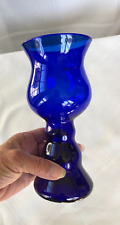 Vintage Cobalt Blue Glass Vase Cobalt Blue Chalice Hand Blown Glass Vase Poland picture