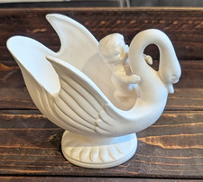 Vintage Menschik Goldman Cherub Swan Planter White Planter Ceramic MCM 7