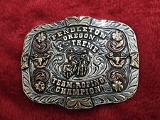 Team Roping X~Treme Rodeo Champion☆TROPHY BUCKLE☆Pendleton Oregon☆Rare☆996 picture